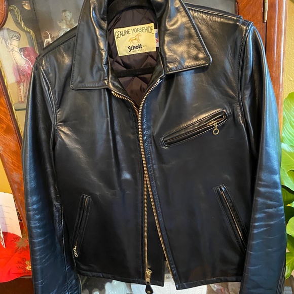 Schott NYC Classic Horsehide Black Racer Motorcycle Leather Jacket - Picture 7 of 16